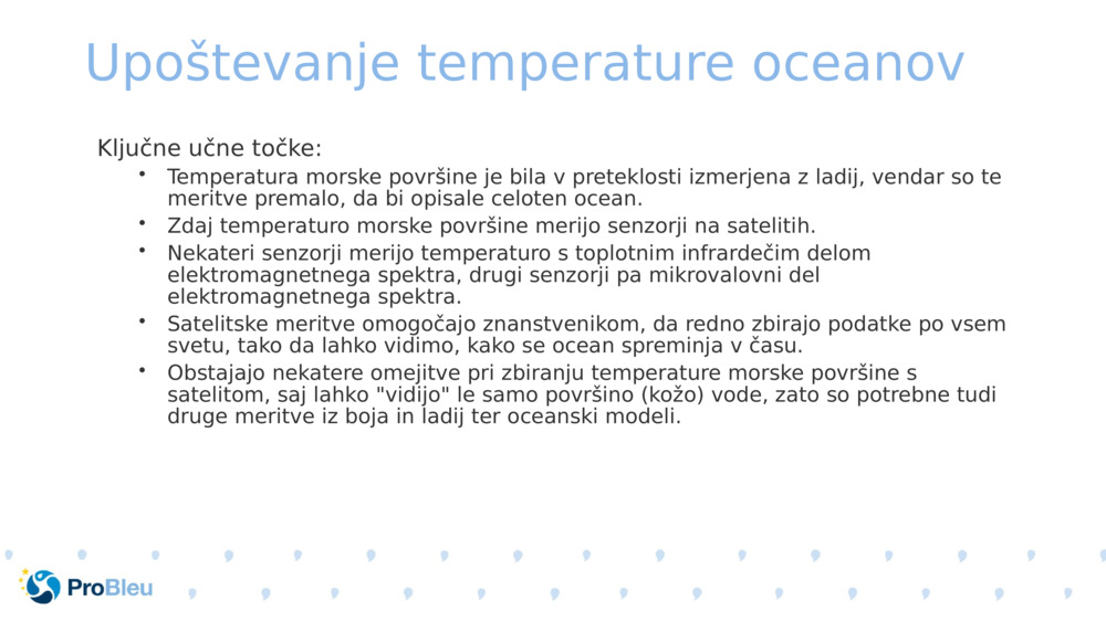 Upoštevanje temperature oceanov