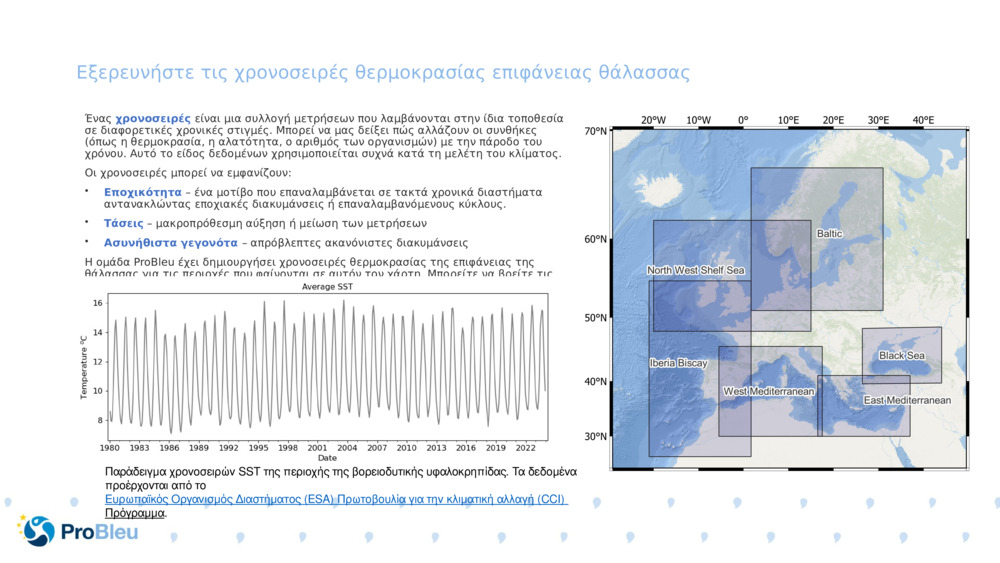 Εξερευνήστε τις χρονοσειρές θερμοκρασίας επιφάνειας θάλασσας