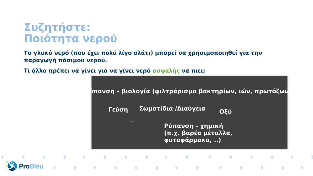 Συζητήστε: Ποιότητα νερού