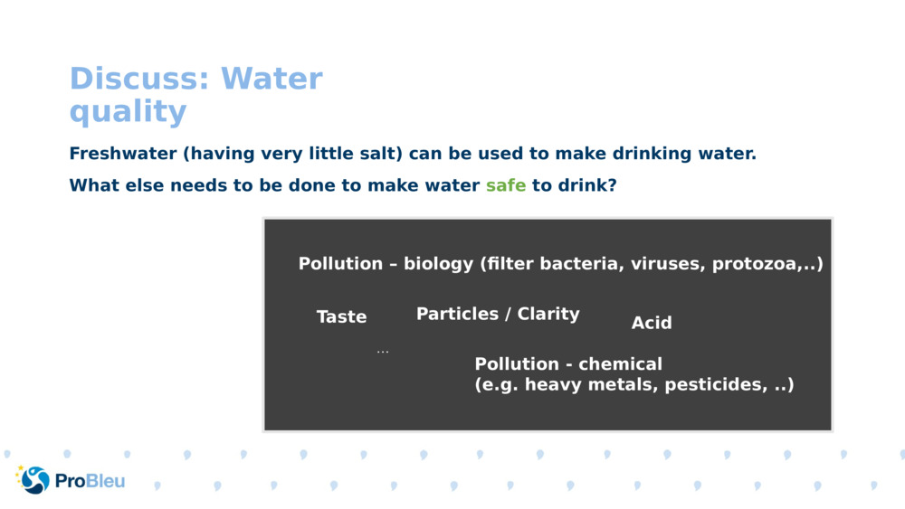 Discuss: Water quality