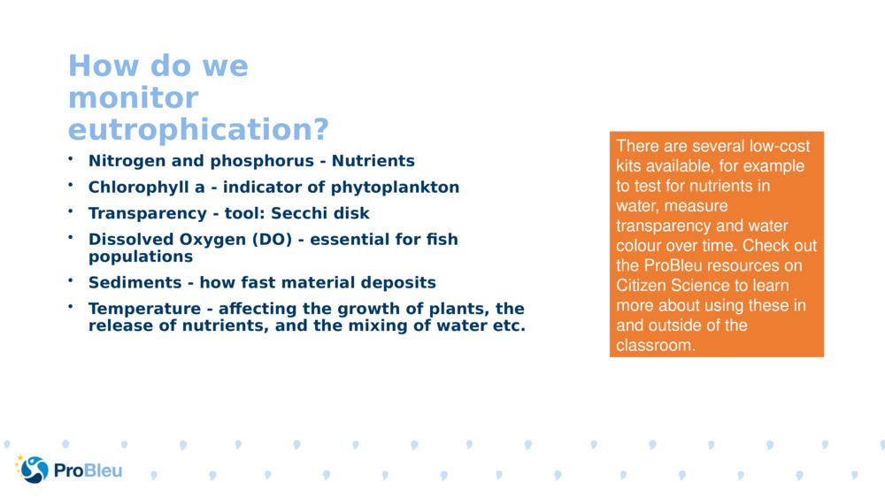 How do we monitor eutrophication?