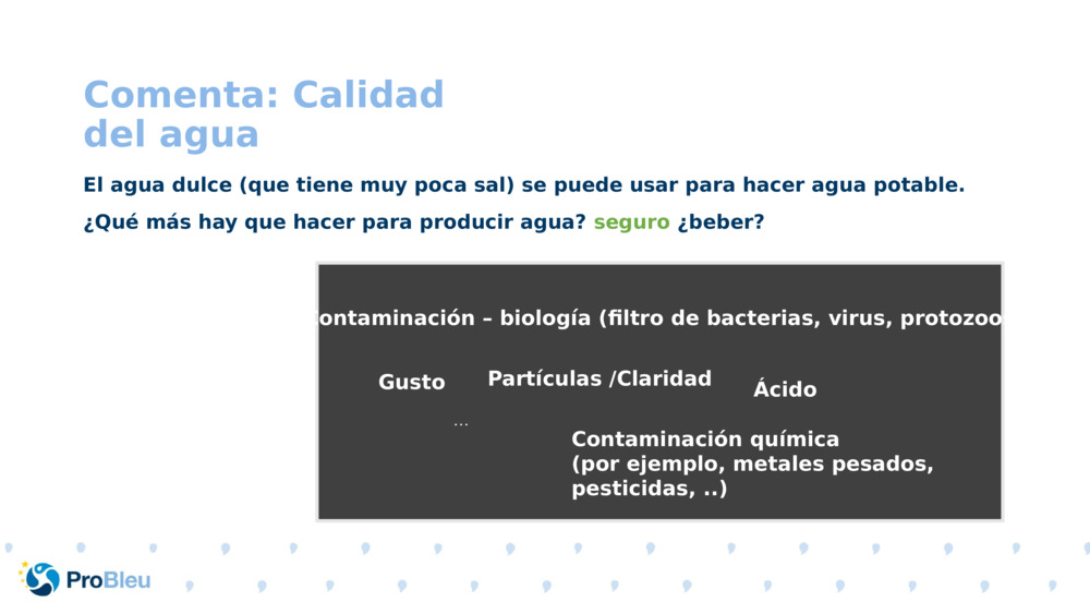 Comenta: Calidad del agua