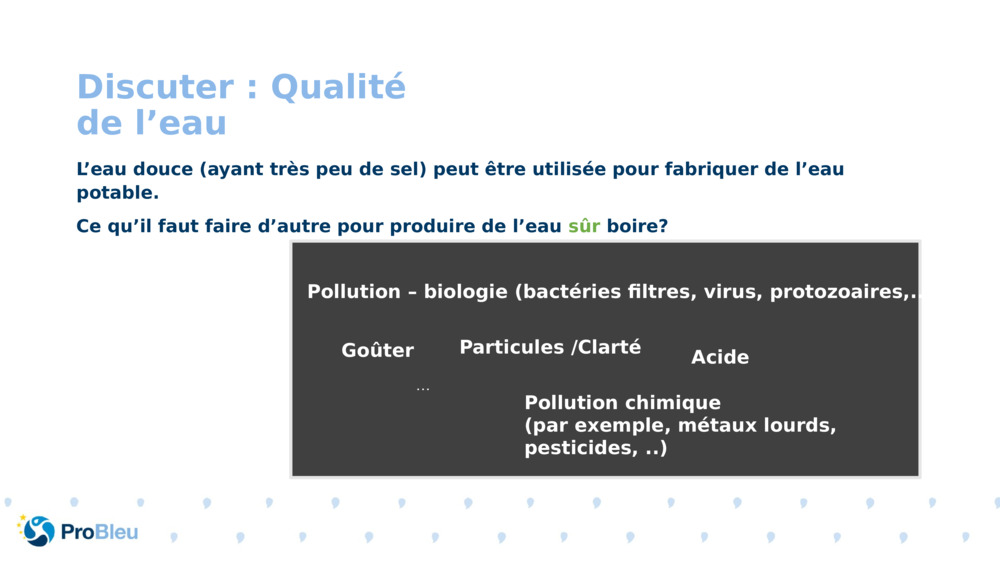 Discuter : Qualité de l’eau