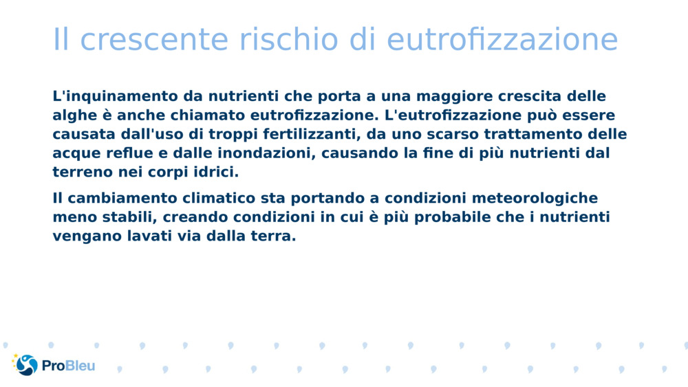 Il crescente rischio di eutrofizzazione