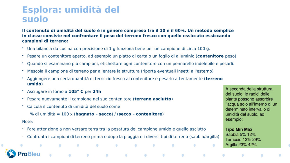 Esplora: umidità del suolo