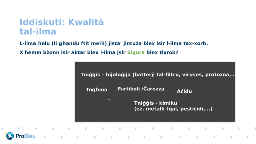 Iddiskuti: Kwalità tal-ilma