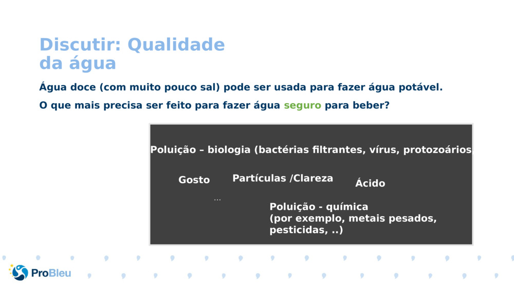 Discutir: Qualidade da água