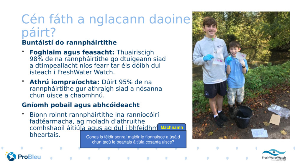 Cén fáth a nglacann daoine páirt?