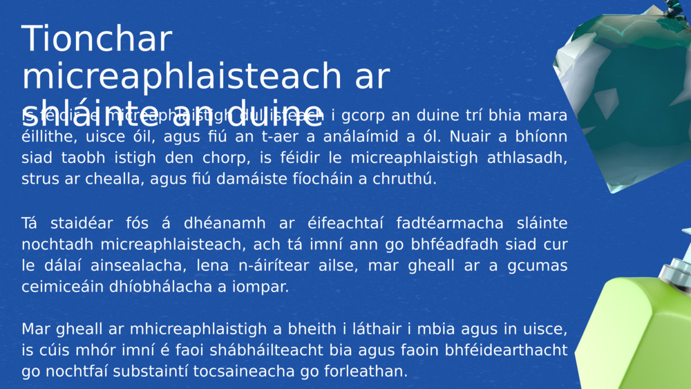 Tionchar micreaphlaisteach ar shláinte an duine 