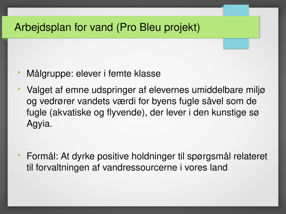 Arbejdsplan for vand 