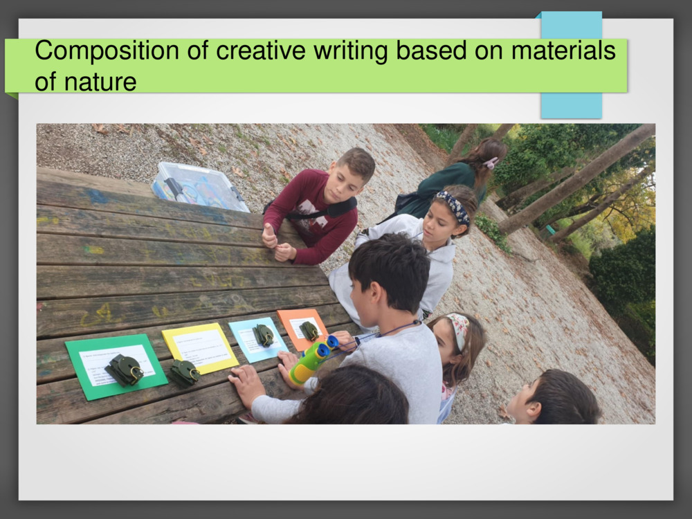 Composition of creative writing based on materials of nature