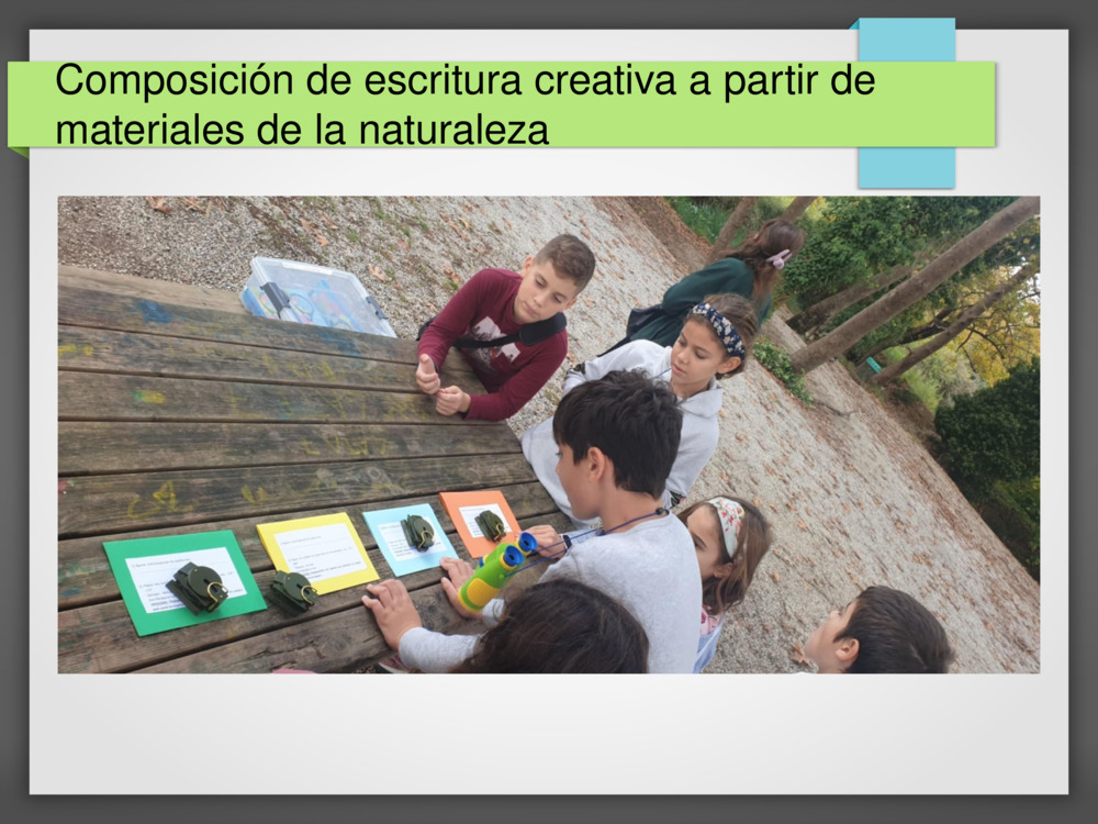 Composición de escritura creativa a partir de materiales de la naturaleza