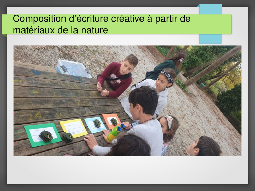 Composition d’écriture créative à partir de matériaux de la nature