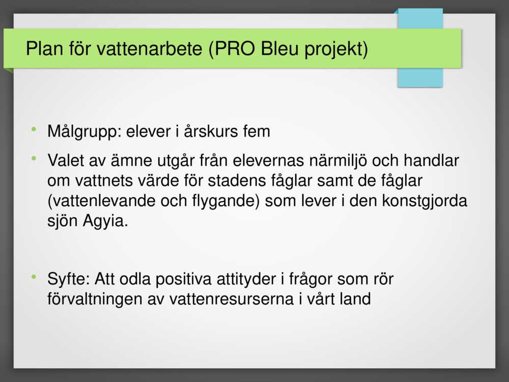 Plan för vattenarbete 