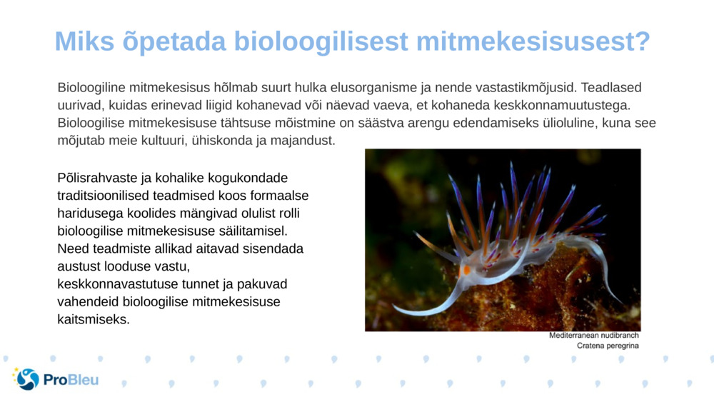 Bioloogiline mitmekesisus hõlmab suurt hulka elusorganisme ja nende vastastikmõjusid. Teadlased uurivad, kuidas erinevad liigid kohanevad või näevad vaeva, et kohaneda keskkonnamuutustega. Bioloogilise mitmekesisuse tähtsuse mõistmine on säästva arengu edendamiseks ülioluline, kuna see mõjutab meie kultuuri, ühiskonda ja majandust.