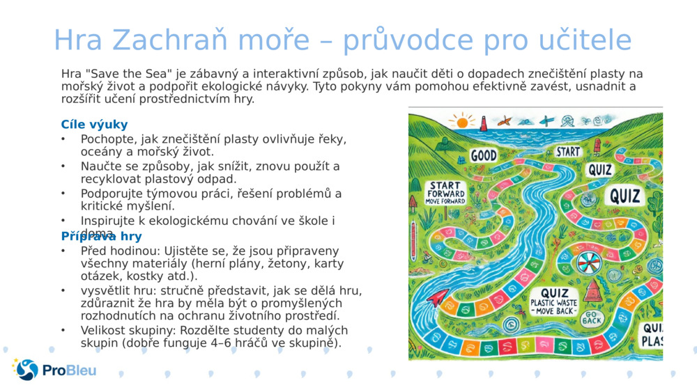 Hra Zachraň moře – průvodce pro učitele