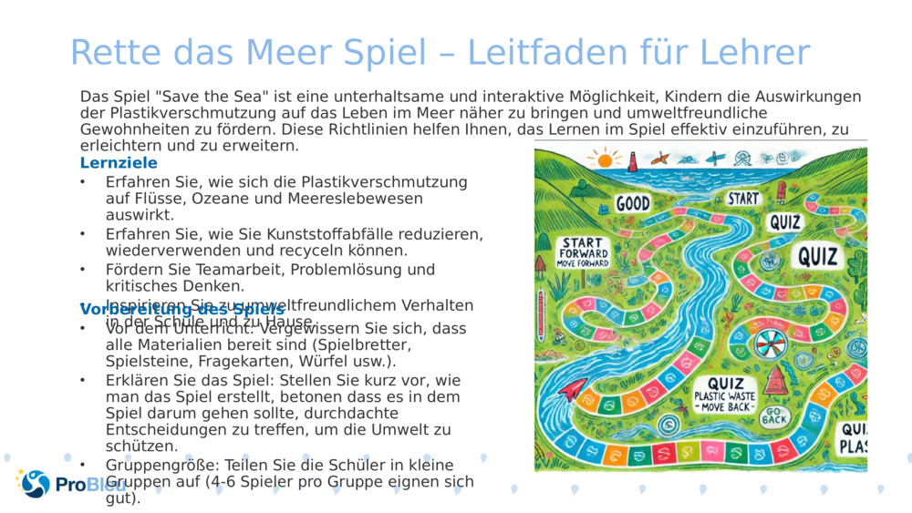 Rette das Meer Spiel – Leitfaden für Lehrer