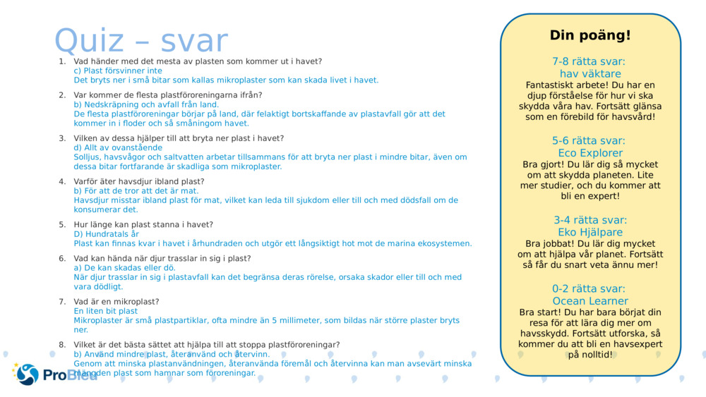 Quiz – svar