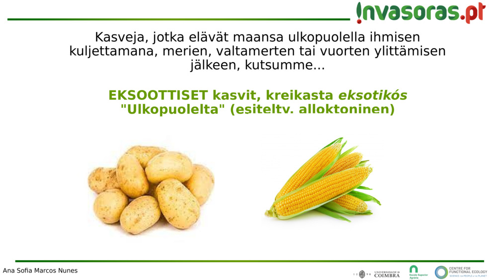 Kasveja, jotka elävät maansa ulkopuolella ihmisen kuljettamana, merien, valtamerten tai vuorten ylittämisen jälkeen, kutsumme...