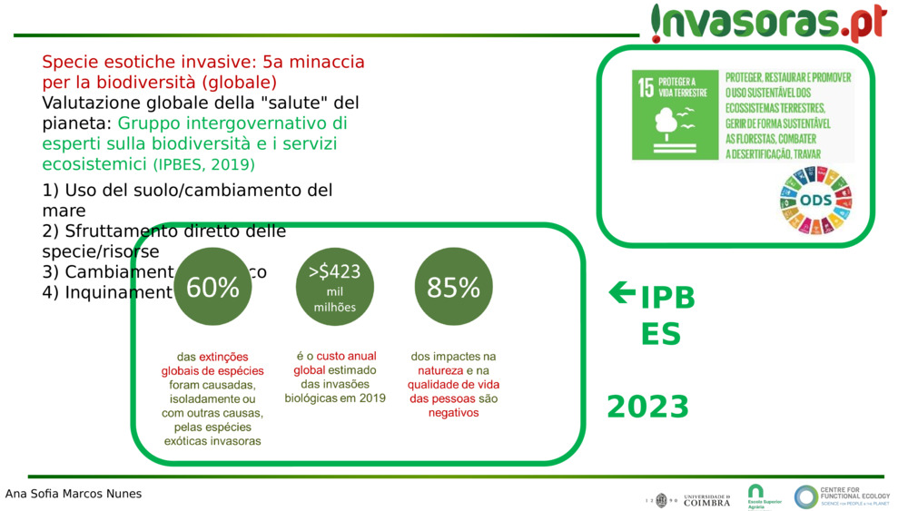 Specie esotiche invasive: 5a minaccia per la biodiversità (globale)