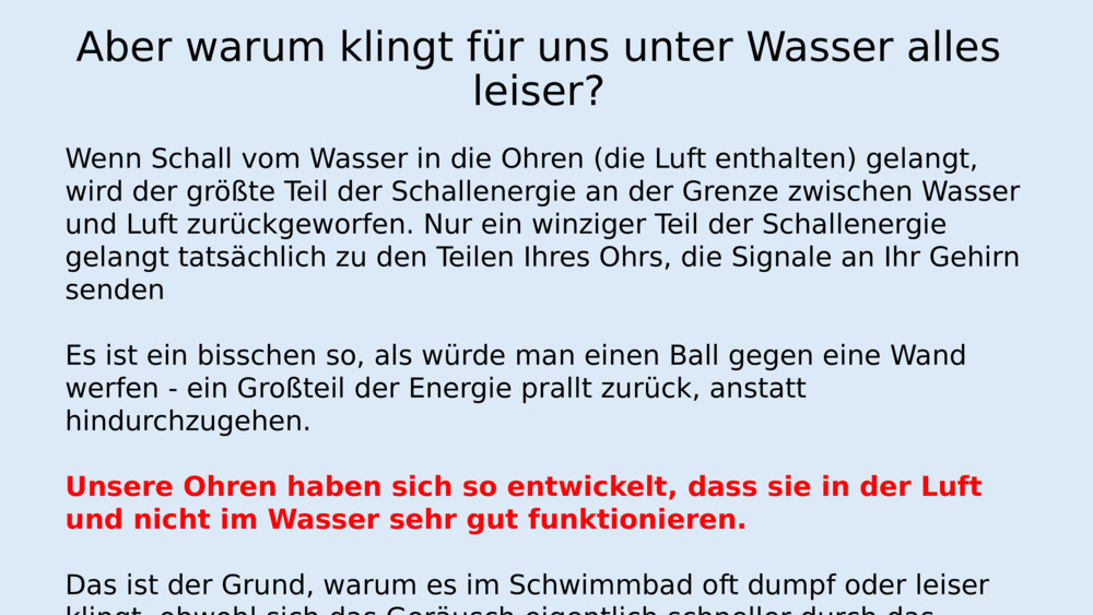 Kann sich Schall unter Wasser ausbreiten?