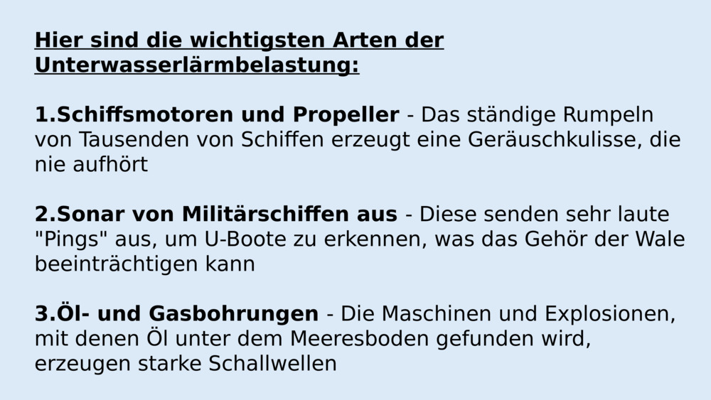 Lärmbelästigung unter Wasser