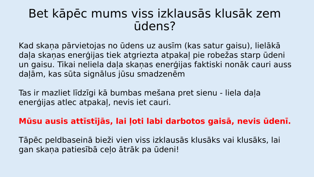 Vai skaņa var ceļot zem ūdens?