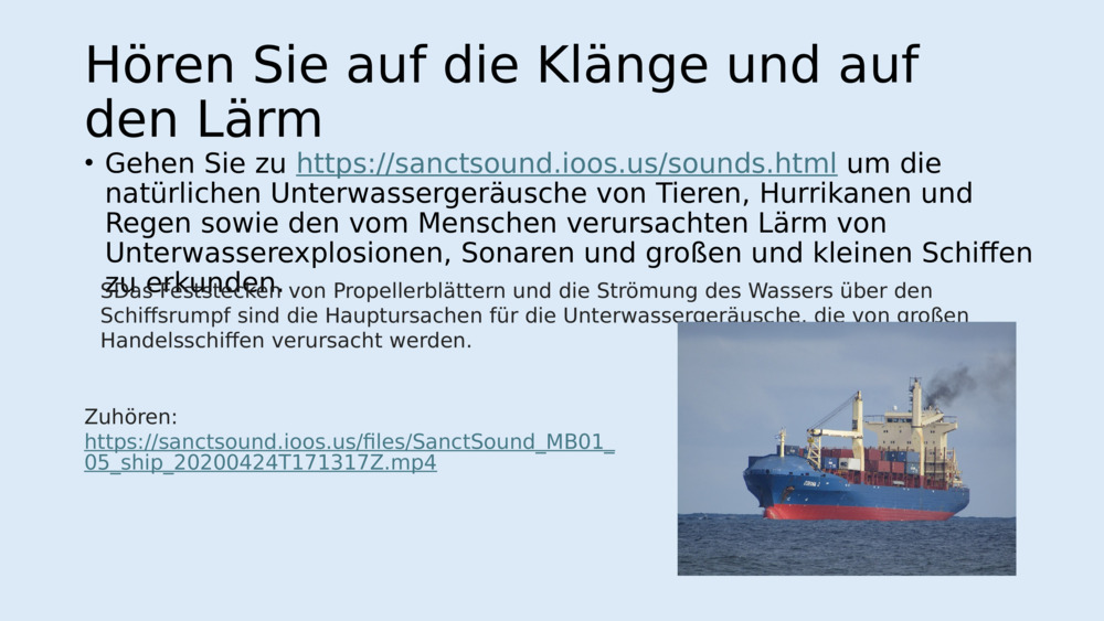 Hier sind die wichtigsten Arten der Unterwasserlärmbelastung: