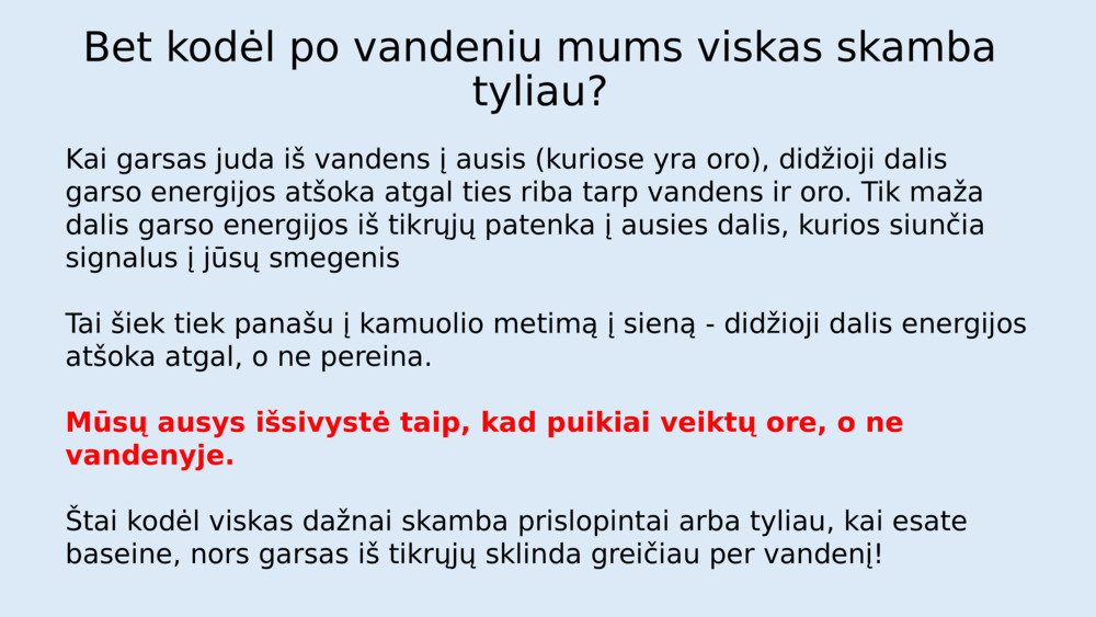 Ar garsas gali keliauti po vandeniu?