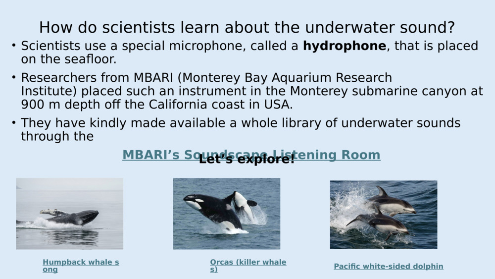 How do scientists learn about the underwater sound?