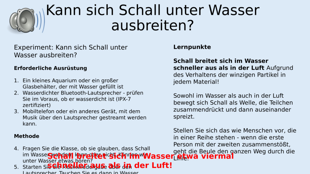 Kann sich Schall unter Wasser ausbreiten?