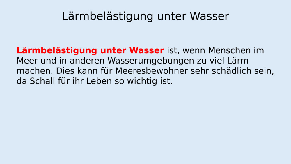 Lärmbelästigung unter Wasser