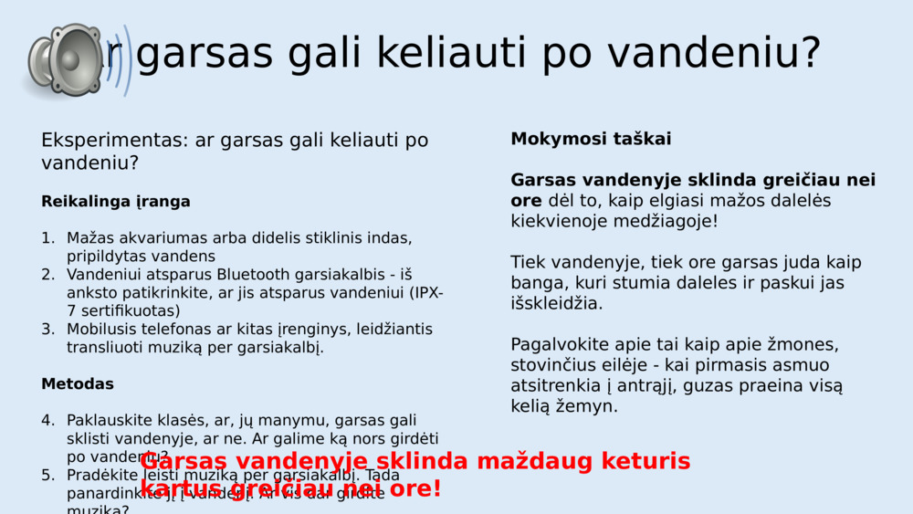 Ar garsas gali keliauti po vandeniu?
