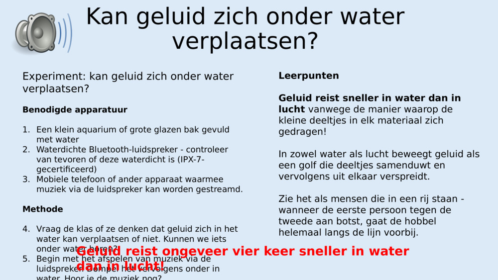 Kan geluid zich onder water verplaatsen?