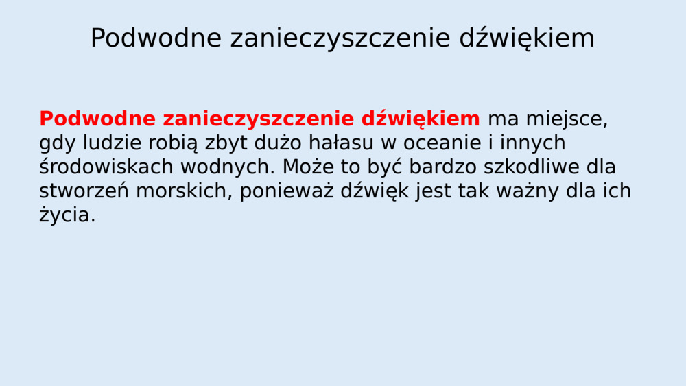 Podwodne zanieczyszczenie dźwiękiem