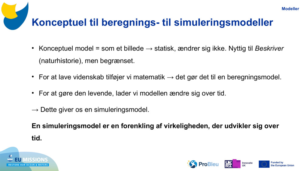 Konceptuel til beregnings- til simuleringsmodeller