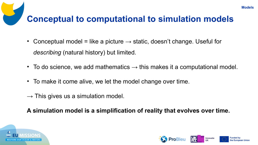 Conceptual to computational to simulation models