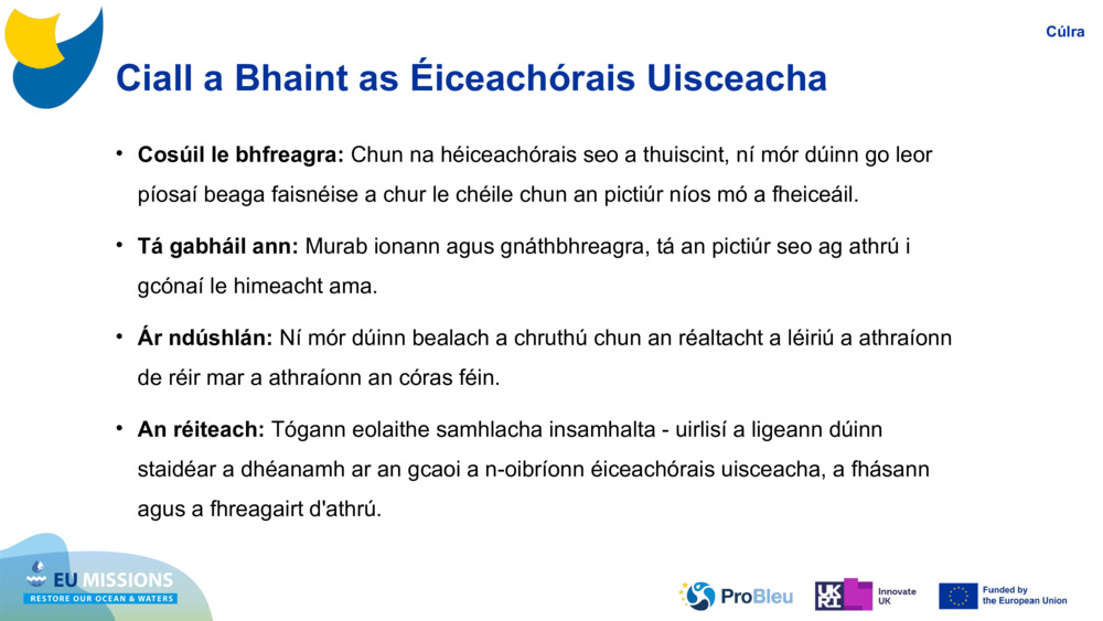 Ciall a Bhaint as Éiceachórais Uisceacha