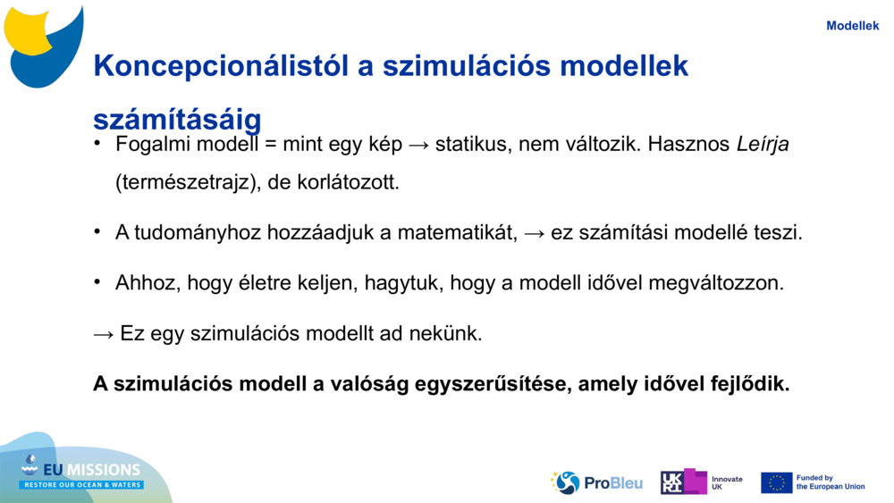 Koncepcionálistól a szimulációs modellek számításáig