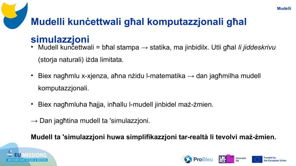 Mudelli kunċettwali għal komputazzjonali għal simulazzjoni