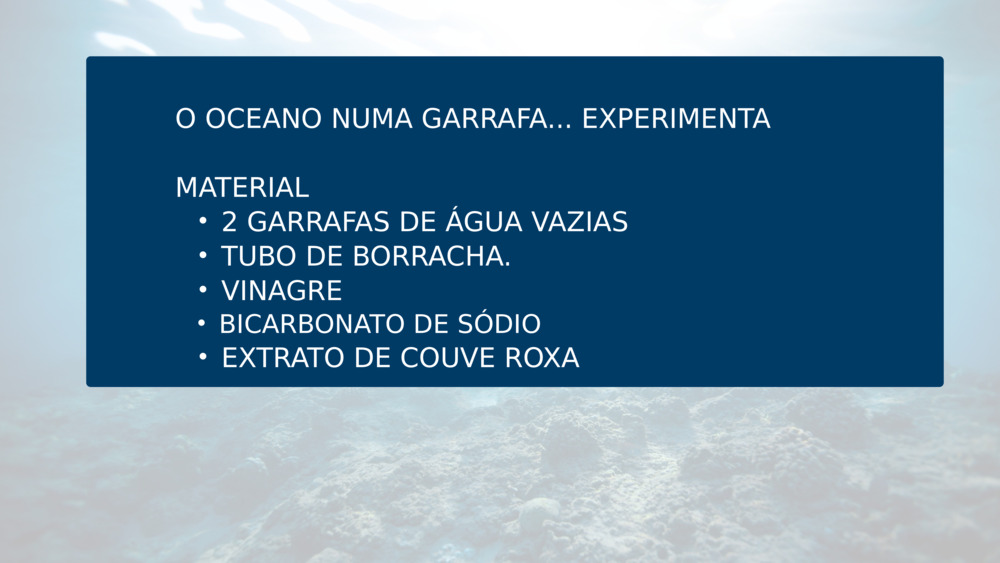 O OCEANO NUMA GARRAFA... EXPERIMENTA
