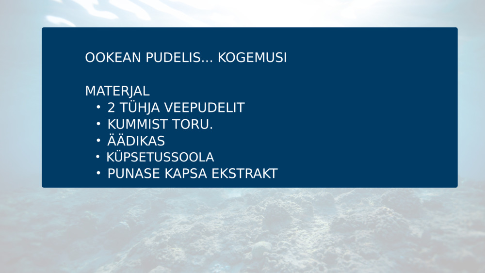 OOKEAN PUDELIS... KOGEMUSI