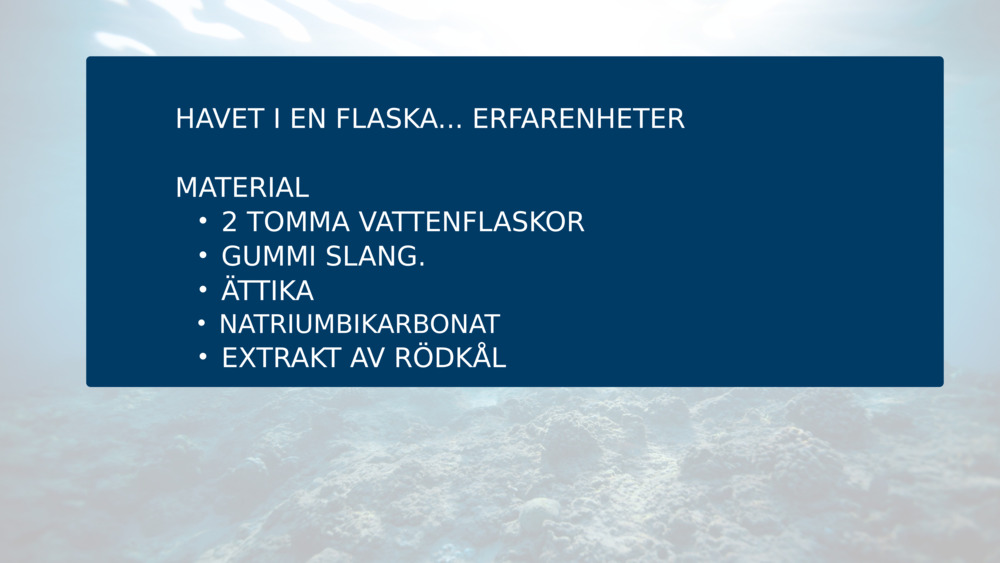 HAVET I EN FLASKA... ERFARENHETER