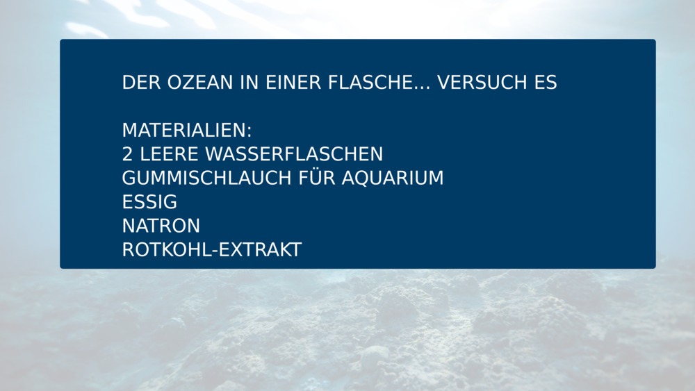 DER OZEAN IN EINER FLASCHE... VERSUCH ES