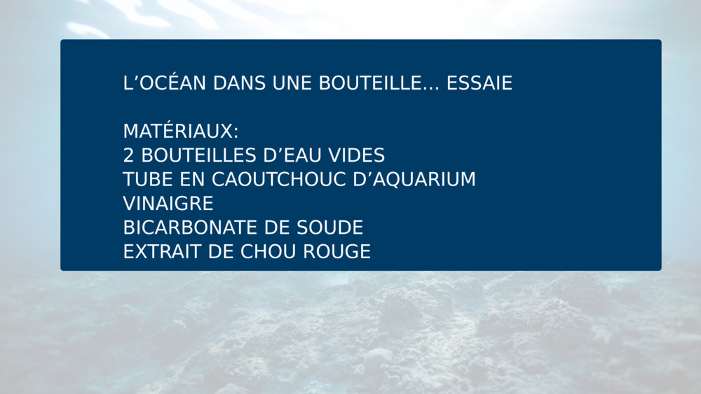 L’OCÉAN DANS UNE BOUTEILLE... ESSAIE