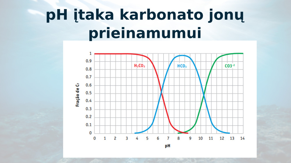 pH įtaka karbonato jonų prieinamumui