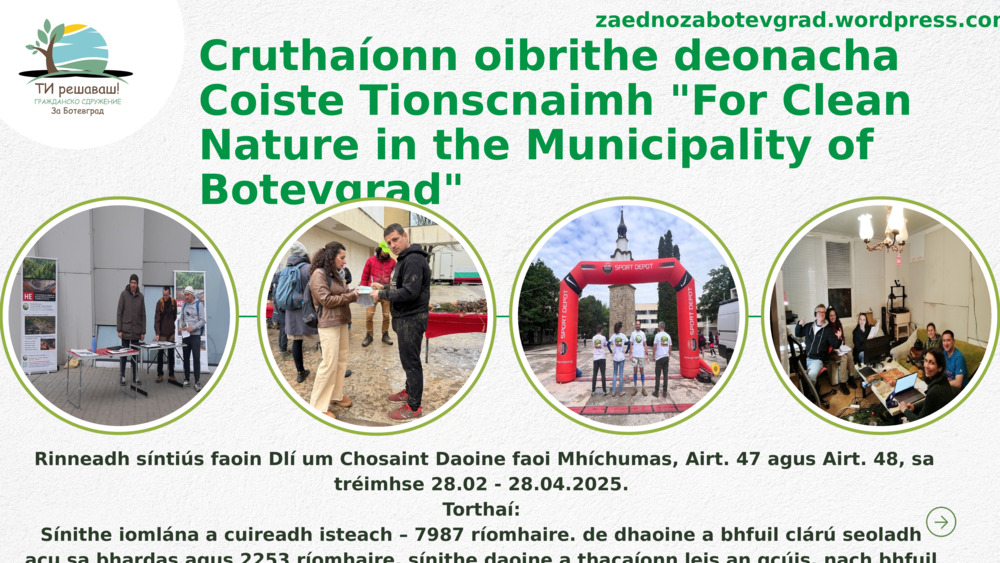 Cruthaíonn oibrithe deonacha Coiste Tionscnaimh "For Clean Nature in the Municipality of Botevgrad"