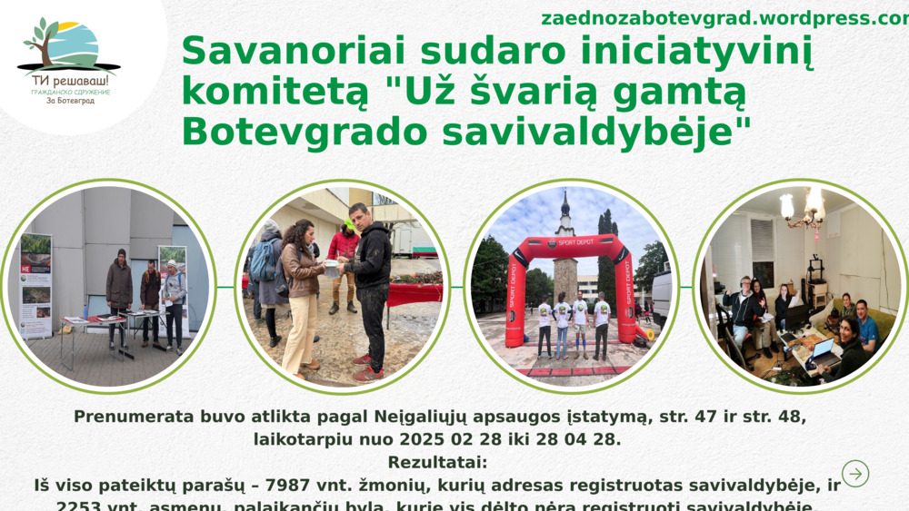 Savanoriai sudaro iniciatyvinį komitetą "Už švarią gamtą Botevgrado savivaldybėje"