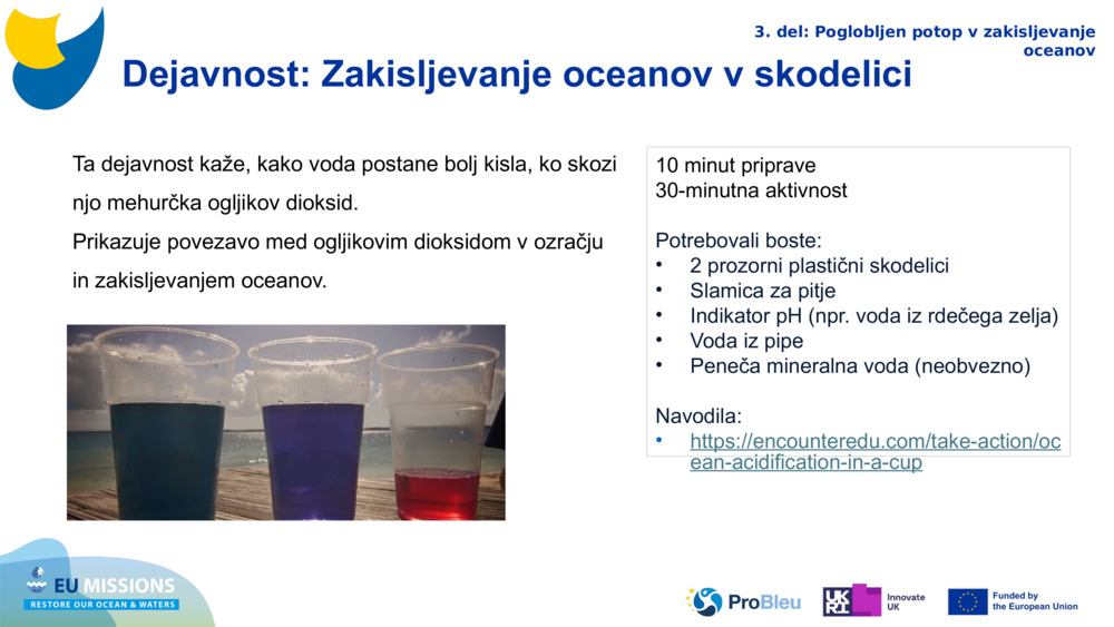 Dejavnost: Zakisljevanje oceanov v skodelici 