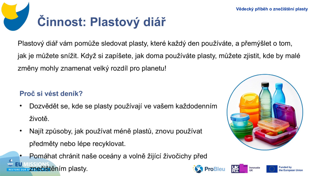 Činnost: Plastový diář